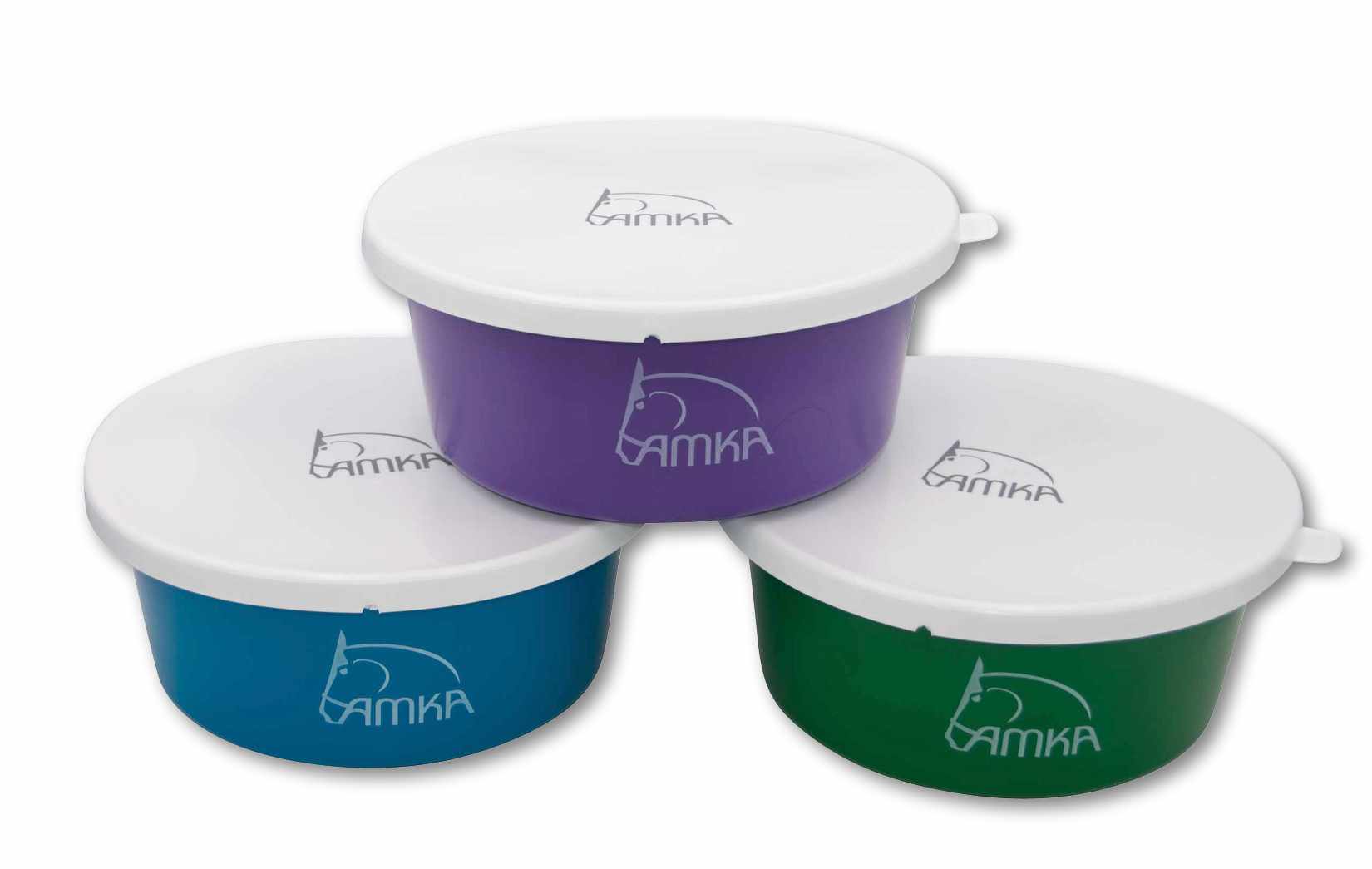 Hundefutterschale Spülmaschinenfest AMKA Müslischale Mit Deckel 5 Liter – 3er Set, Robust & Spülmaschinenfest, Für Pferde, Hunde & Andere Tiere, Farbe Petrol